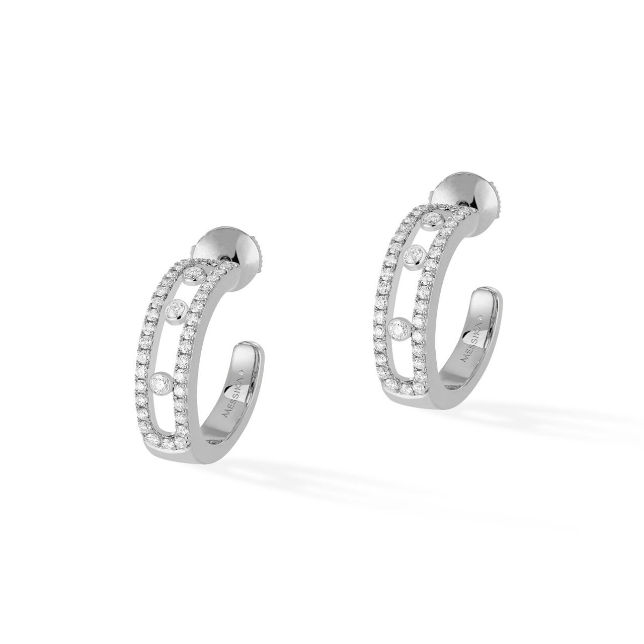 maison birks messika move white gold diamond pave hoop earrings 04993 wg image number 0