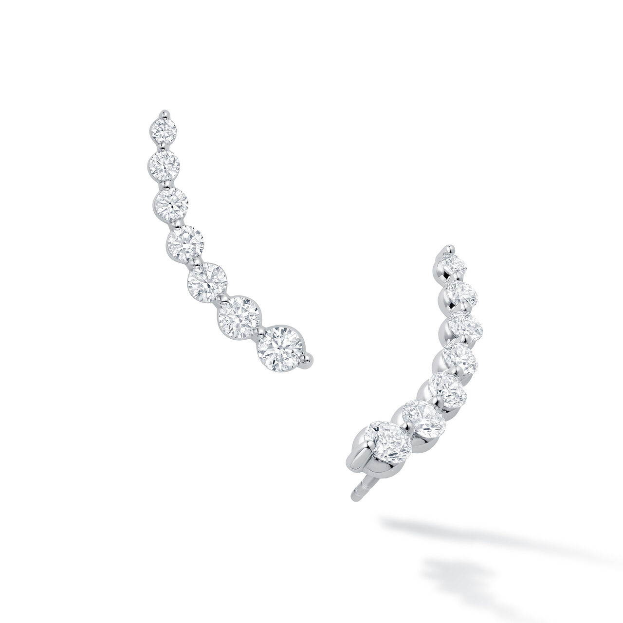 bijoux birks essentials large white gold and diamond climber earrings on prongs image number 0
