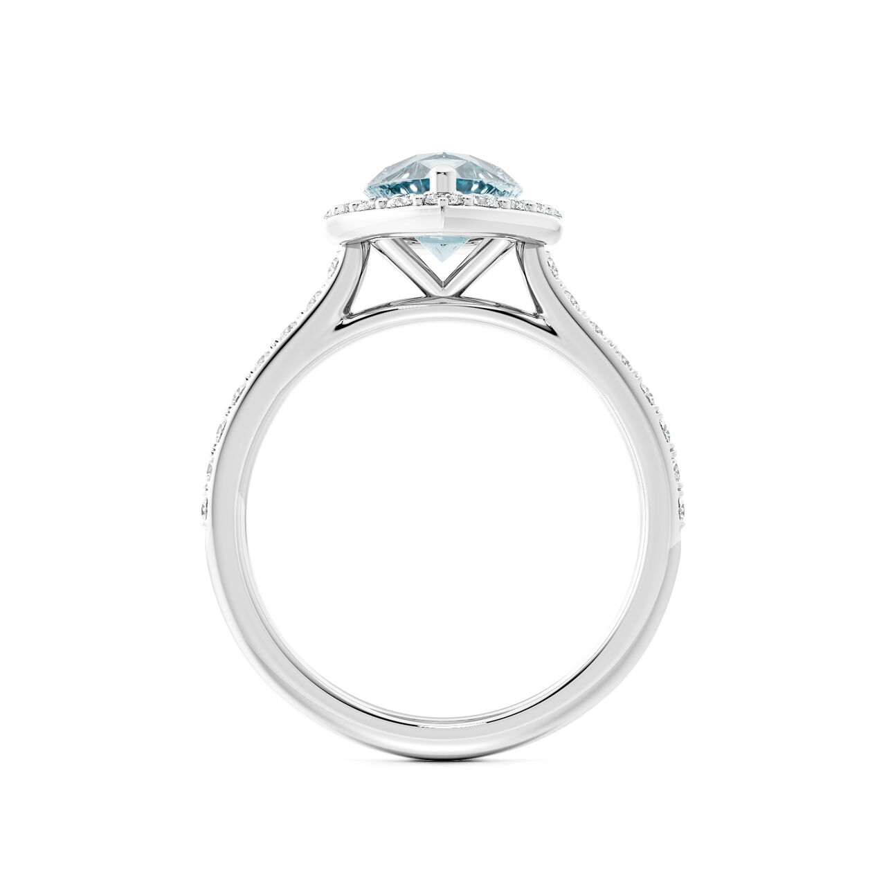 Birks Ros&eacute;e du Matin Pear-Cut Aquamarine Ring with Halo and Pav&eacute; Band image number 4