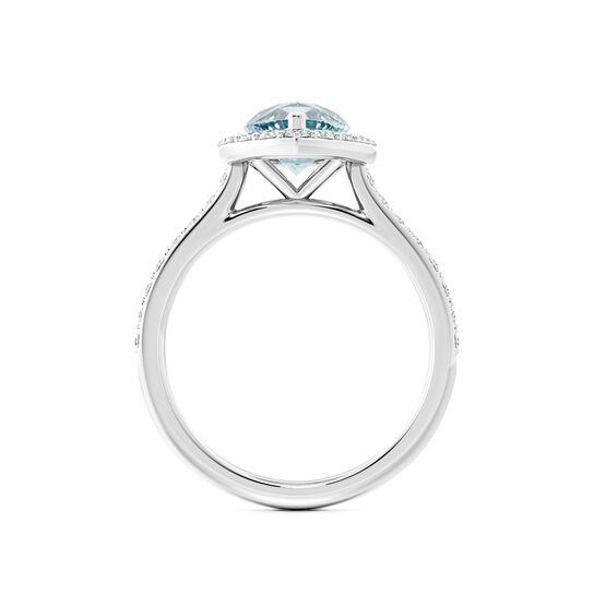 Birks Ros&eacute;e du Matin Pear-Cut Aquamarine Ring with Halo and Pav&eacute; Band image number 4