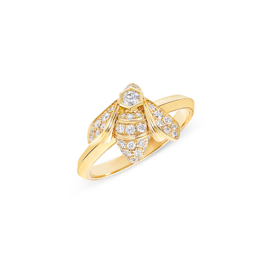 Bee De Chaumet Yellow Gold and Diamond Pavé Ring image number 0
