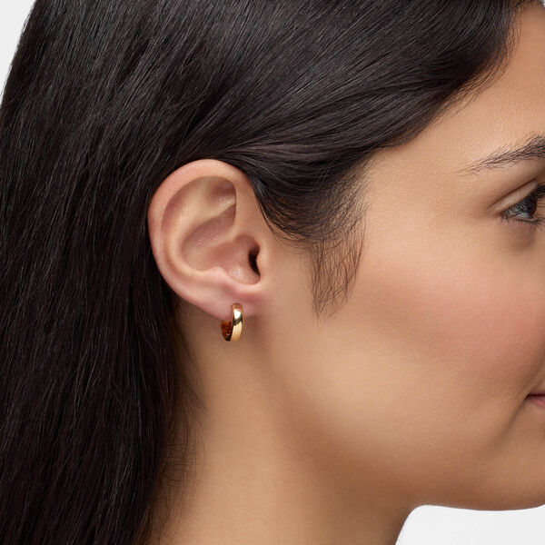 Yellow Gold Huggie Earrings, 13 mm