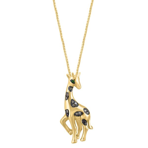 Pendentif girafe en diamant et tsavorite