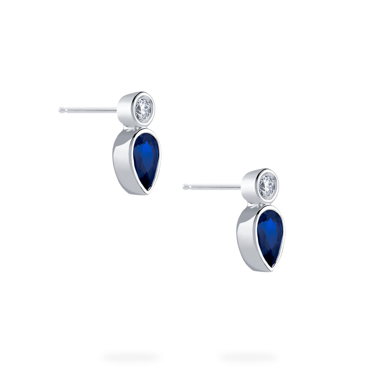 Splash Diamond and Sapphire Stud Earrings image number 2