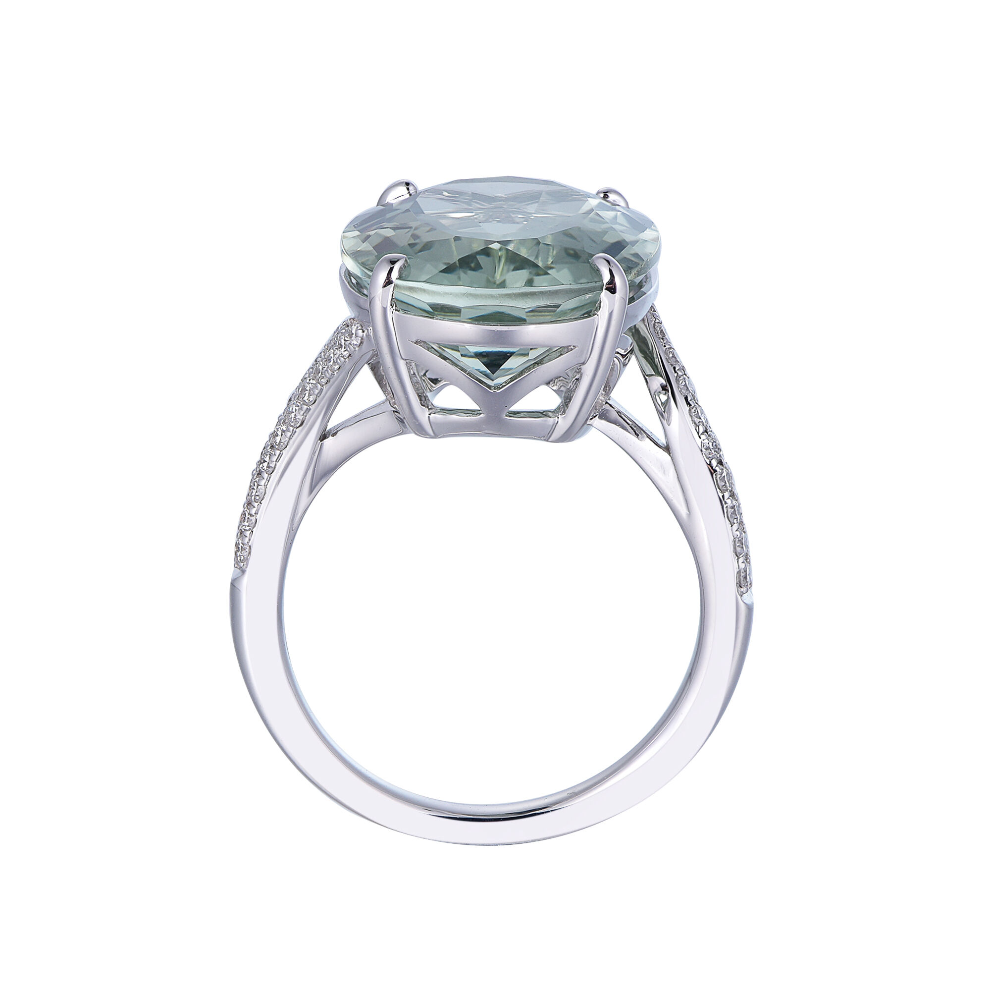 Green Amethyst Ring in White Gold