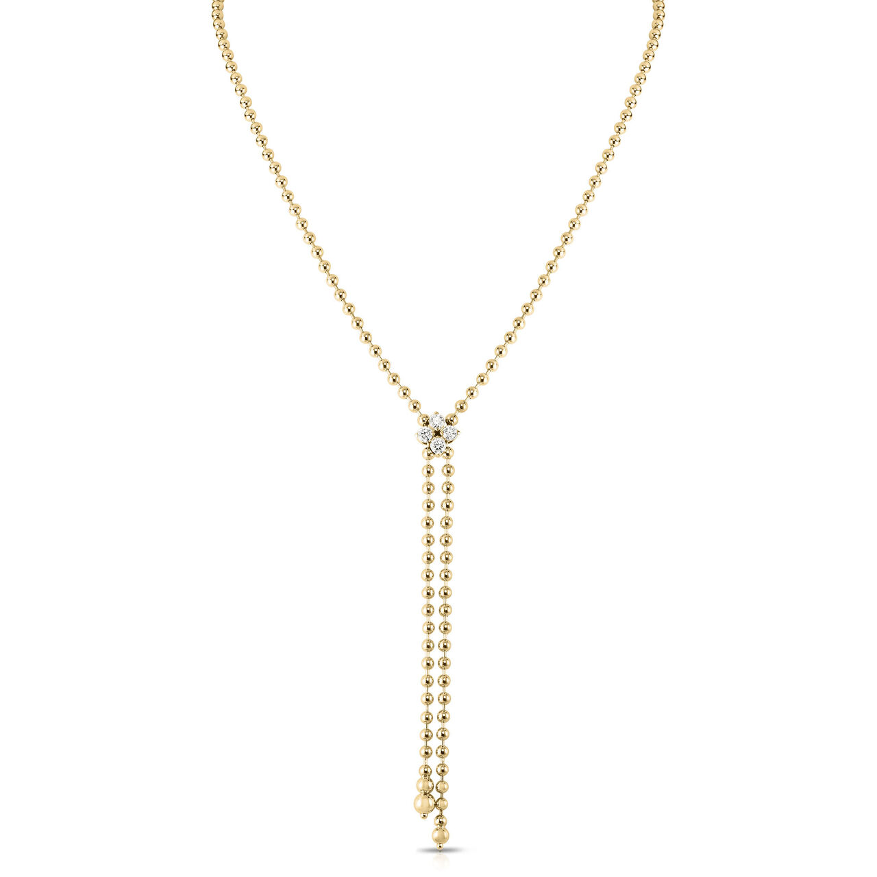 Love In Verona Yellow Gold and Diamond Lariat Necklace image number 0