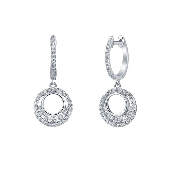 Boucles d'Oreilles Rondes avec Diamants en Or Blanc