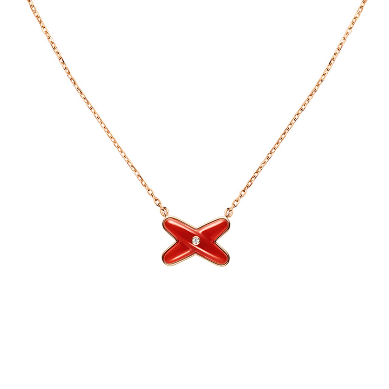 maison birks chaumet jeux de liens rose gold carnelian diamond necklace 085108 image number 0