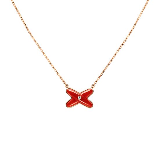 maison birks chaumet jeux de liens rose gold carnelian diamond necklace 085108 image number 0