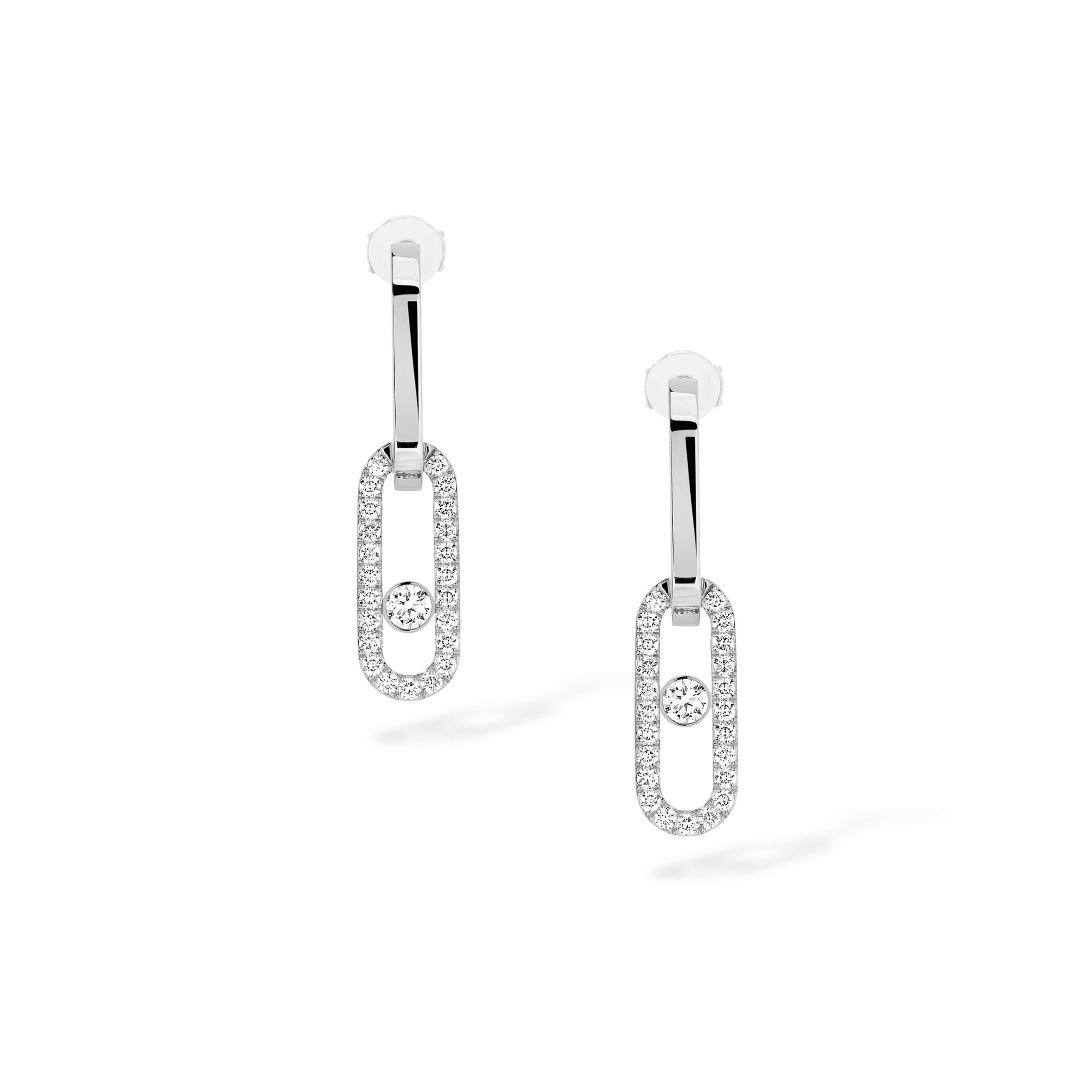 Move Link White Gold and Diamond Pavé Drop Earrings
