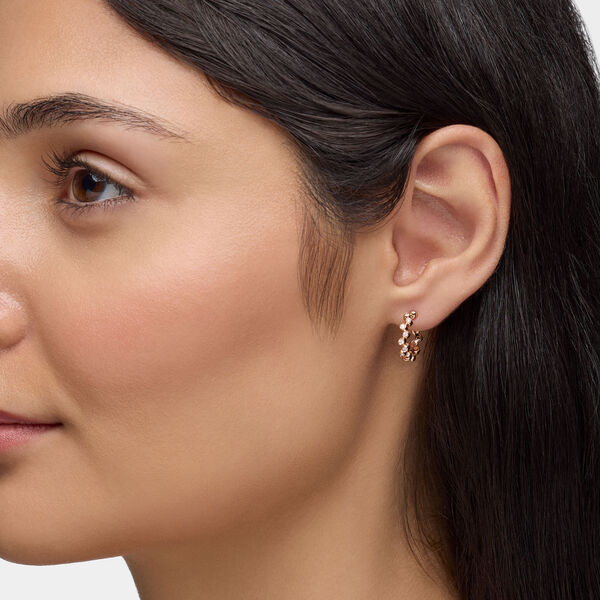 Rose Gold and Diamond Splash 15 mm Hoop Earrings