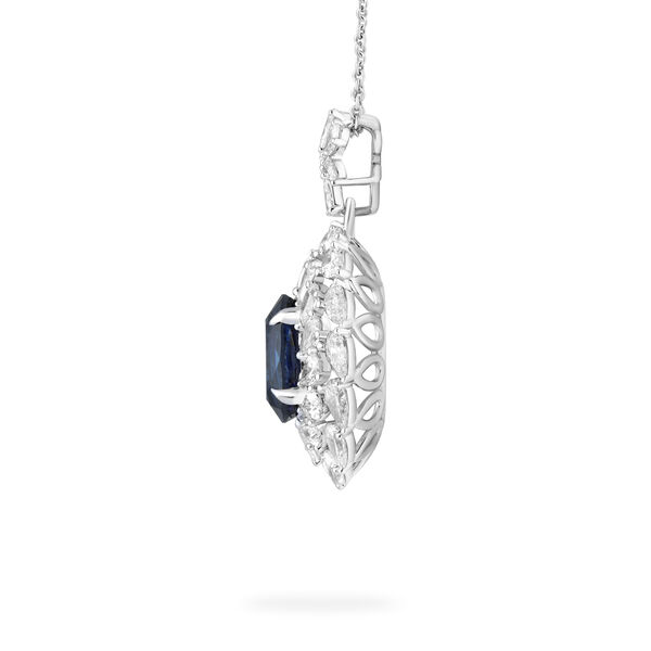 Sapphire Oval-Cut Pendant with Diamonds in White Gold