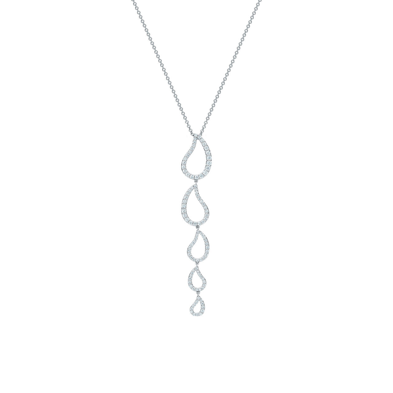 bijoux birks petale diamond drop pendant in white gold image number 0