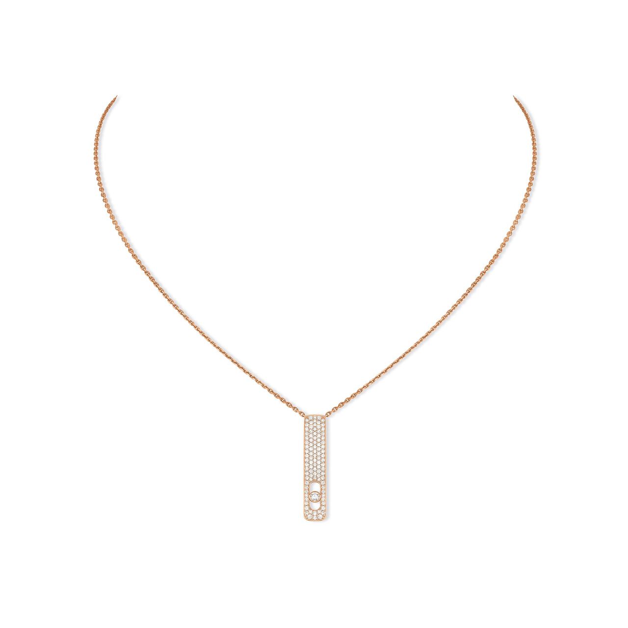 maison birks messika my first diamond small rose gold diamond pave necklace 07520 pg image number 0