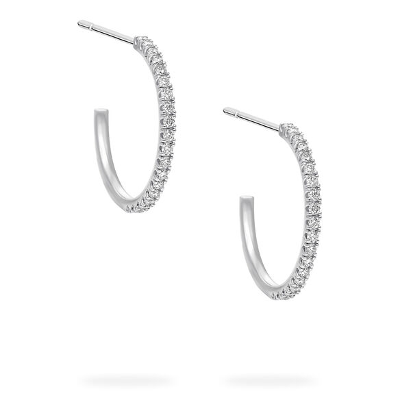 Boucles d&rsquo;oreilles anneaux Ros&eacute;e du Matin en or blanc 18 mm