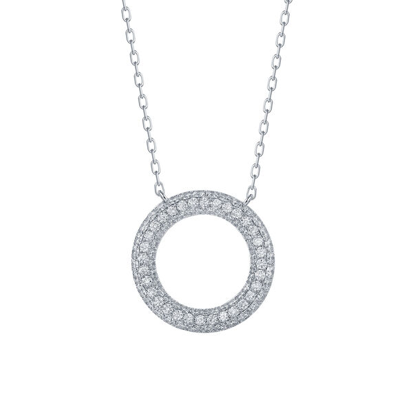 Pendentif Rond de Diamants en Or Blanc