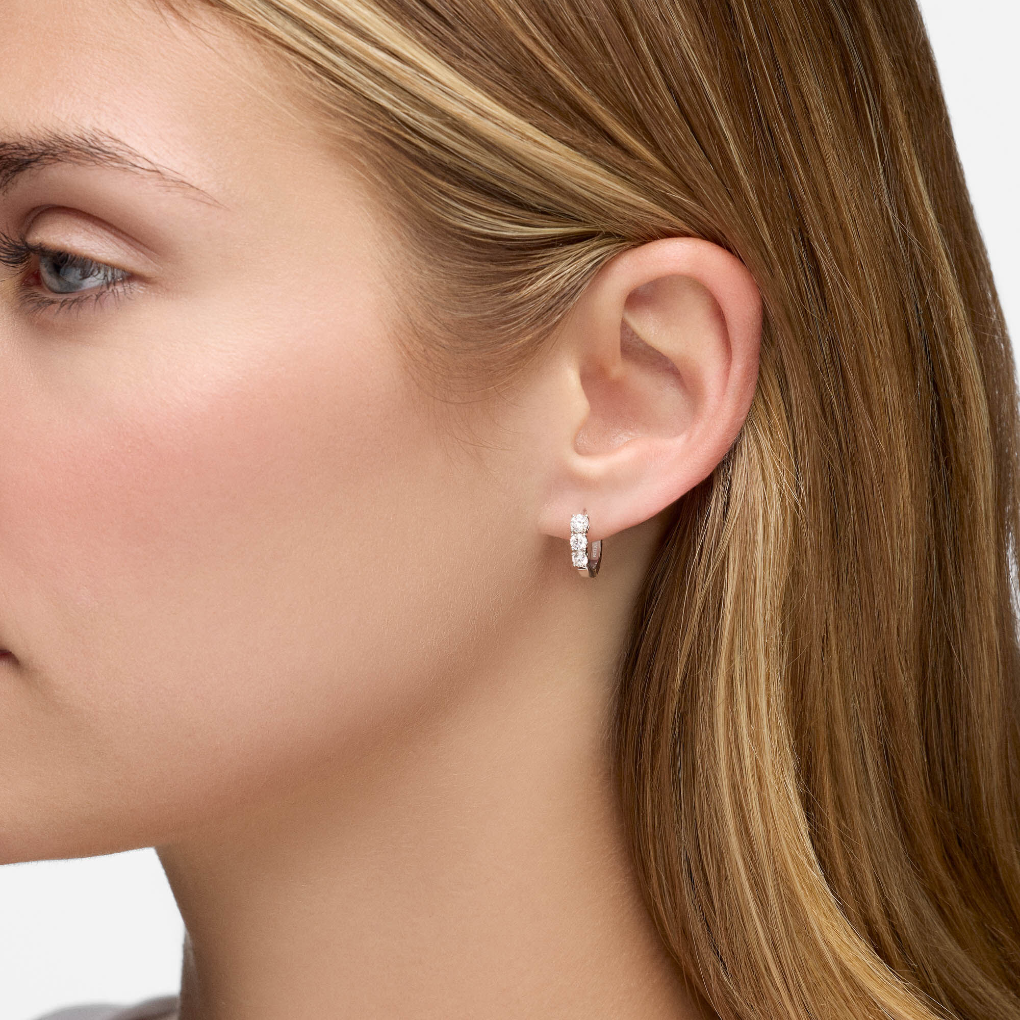 Diamond Huggies in White Gold