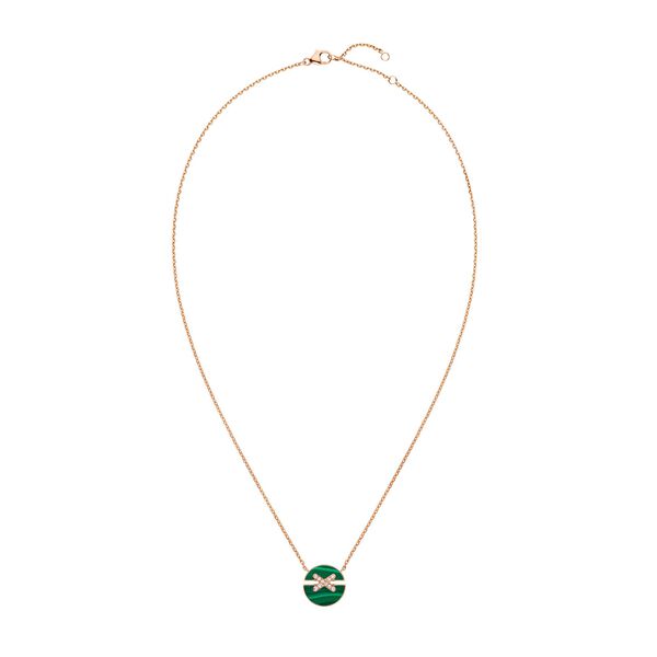 Pendentif Jeux De Liens Harmony en or rose avec malachite et diamants, petit modèle