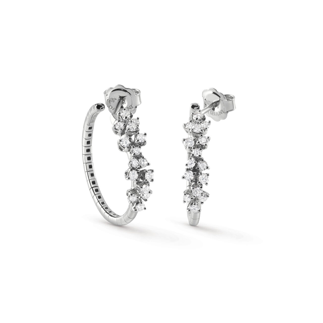 Damiani Mimosa White Gold and Diamond Hoop Earrings 20078493 Front image number 0
