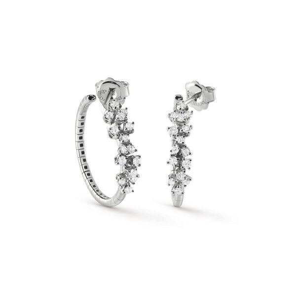 Boucles d’oreilles anneaux Mimosa en or blanc et diamants