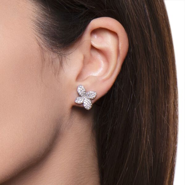 Boucles d'oreilles clous Petit Garden en or blanc avec pavé de diamants, petit modèle