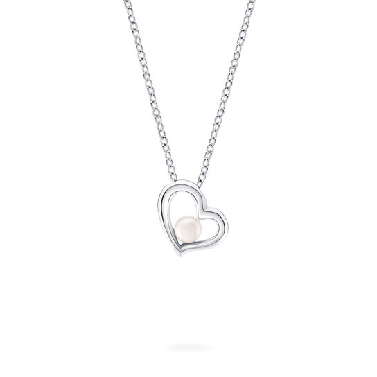 Birks Essentiels Pendentif cœur en argent et perles d’eau douce pour enfants image number 0