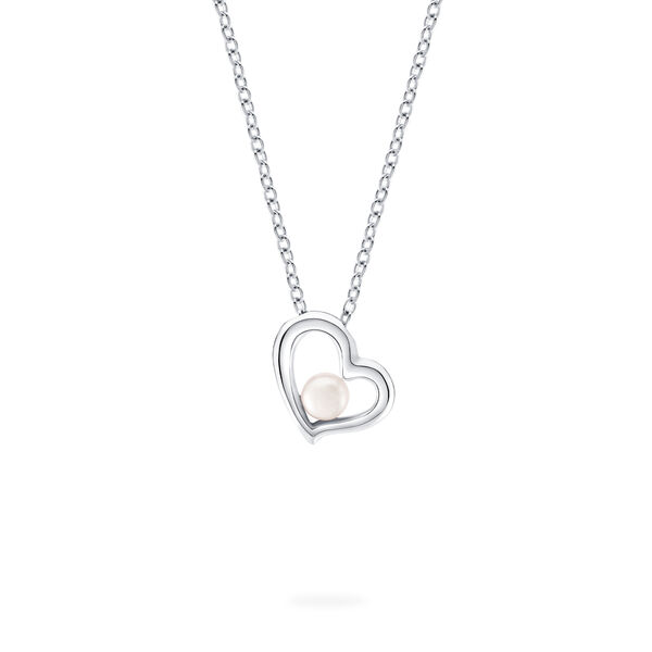 Pendentif cœur en argent et perles d’eau douce pour enfants