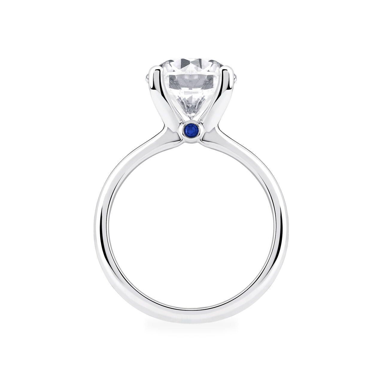 Birks Blue Round Diamond Solitaire Engagement Ring with Sapphire Accent image number 4