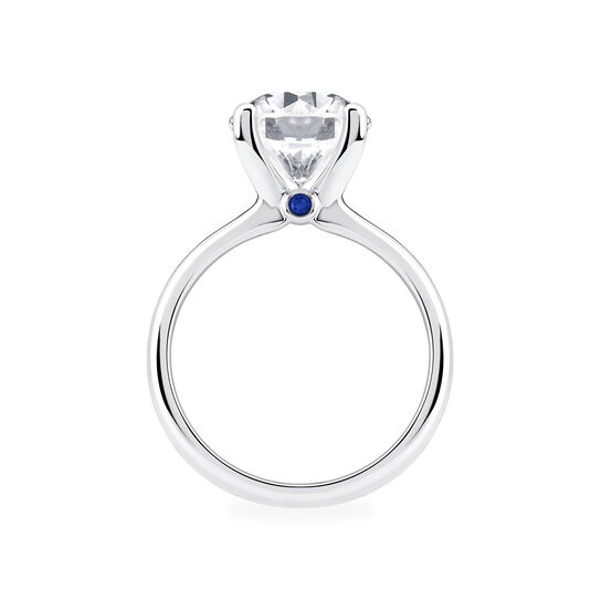 Birks Blue Round Diamond Solitaire Engagement Ring with Sapphire Accent image number 4