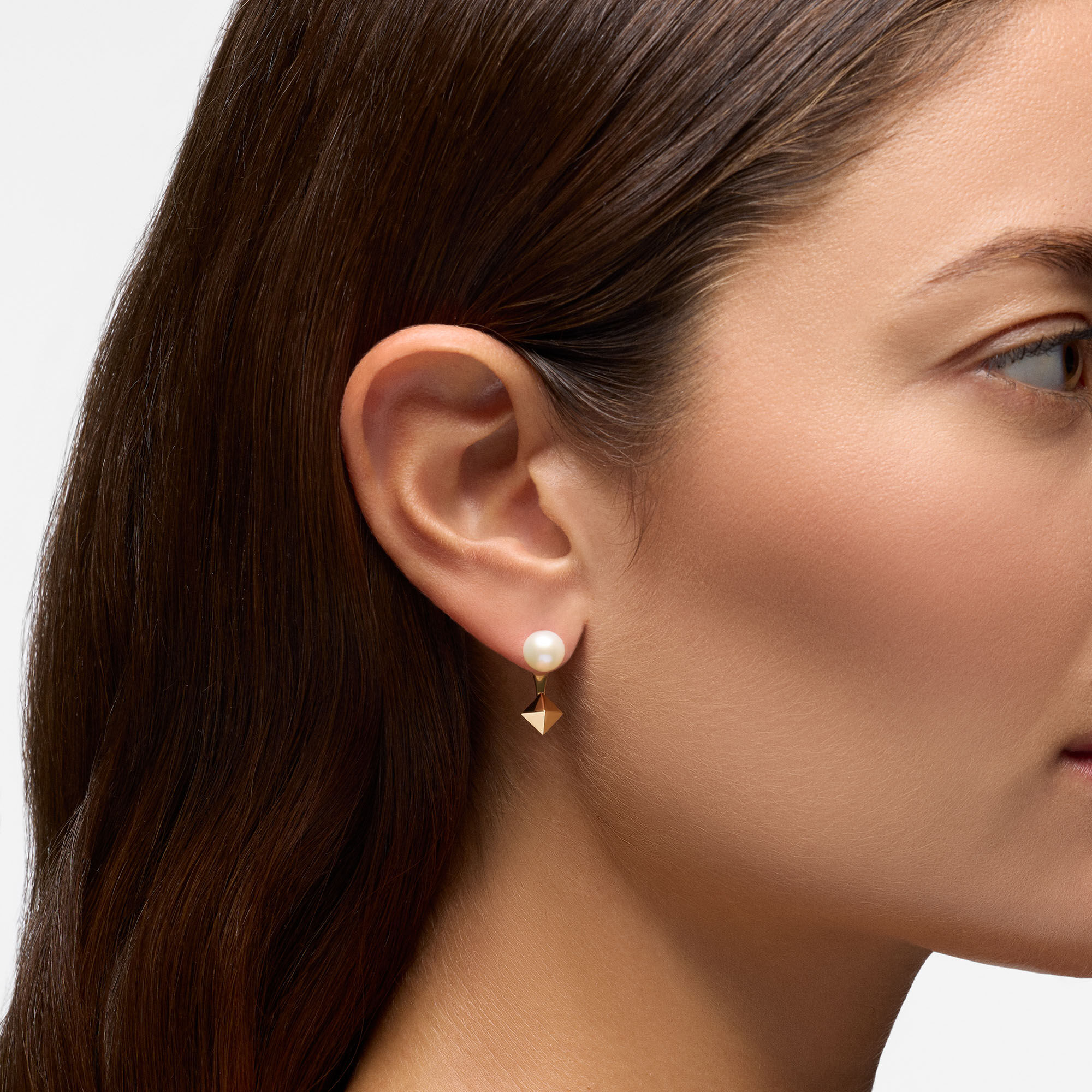 Freshwater Pearl and Stud Yellow Gold Jacket Earrings