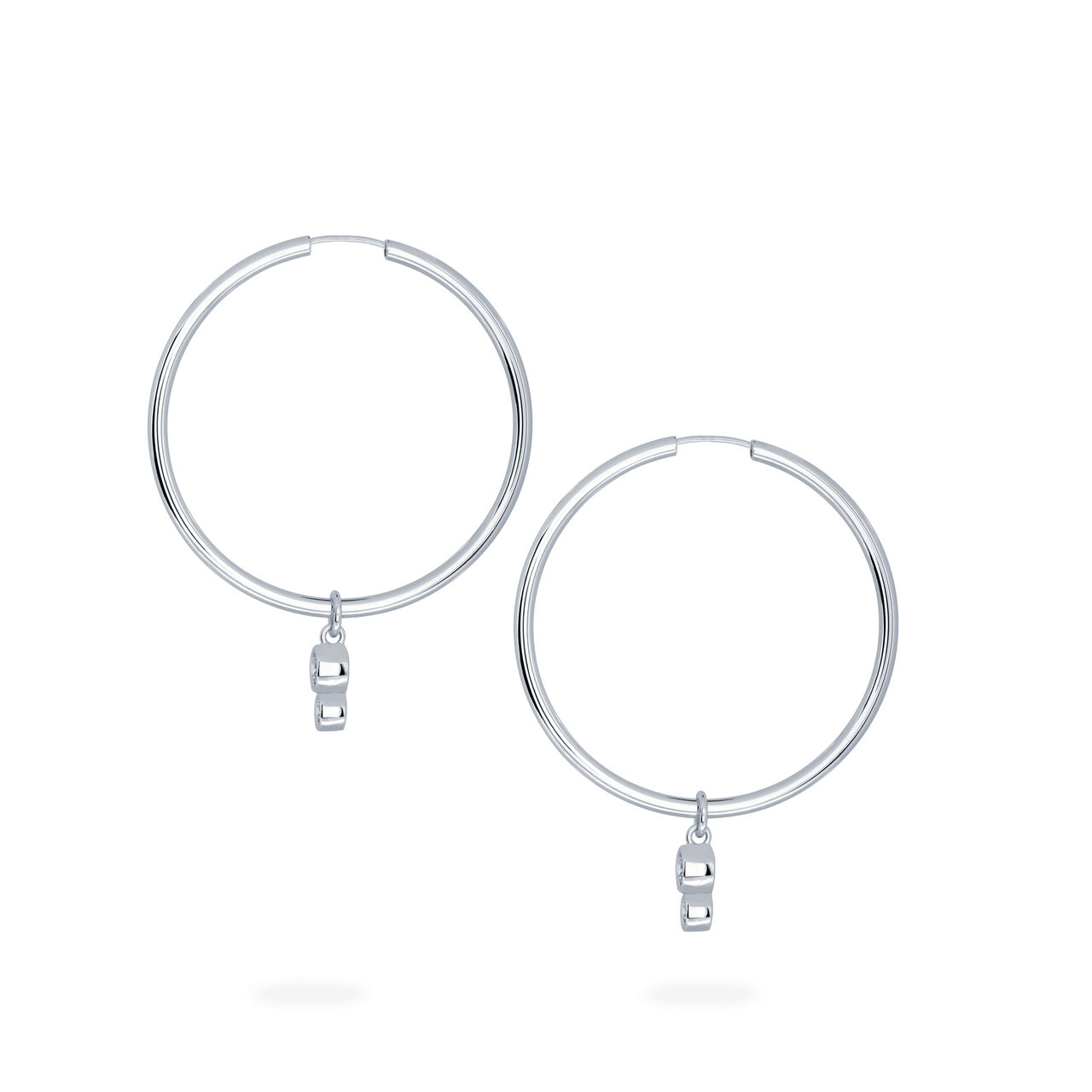 Diamond Bezel Drop Hoop Earrings image number 2