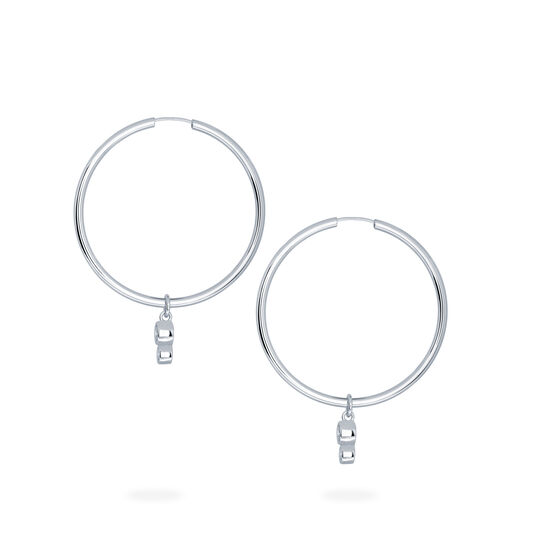 Diamond Bezel Drop Hoop Earrings image number 2
