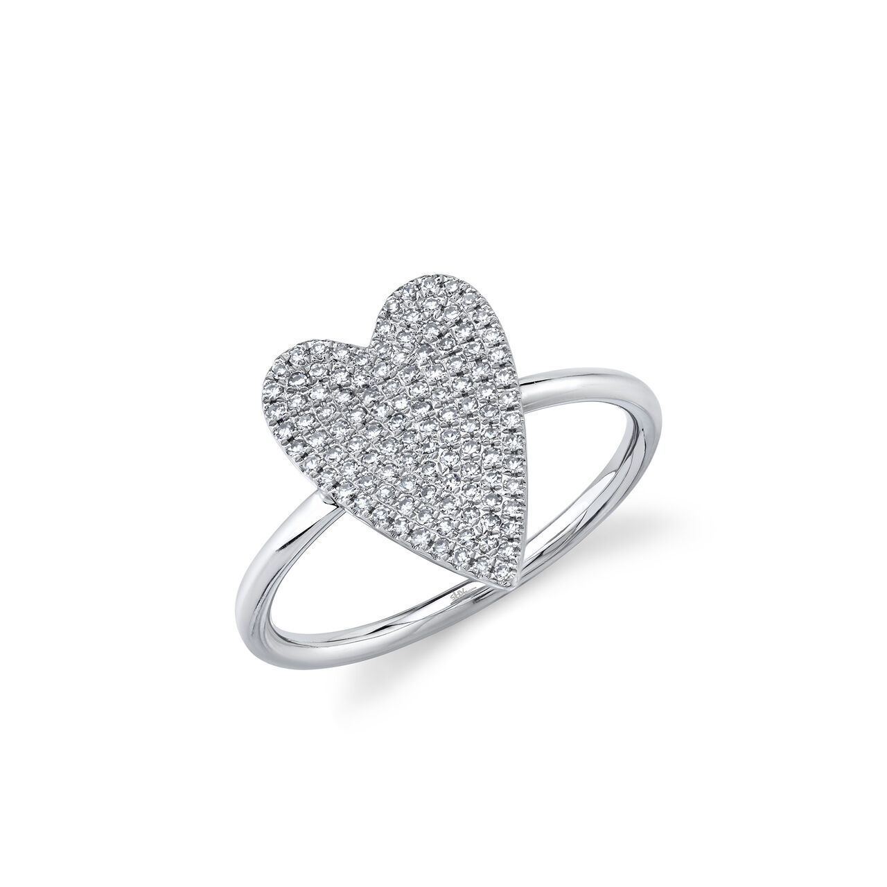 White Gold Ring with Diamond Pave Heart image number 0
