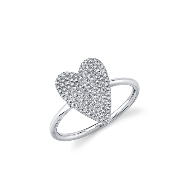 White Gold Ring with Diamond Pavé Heart