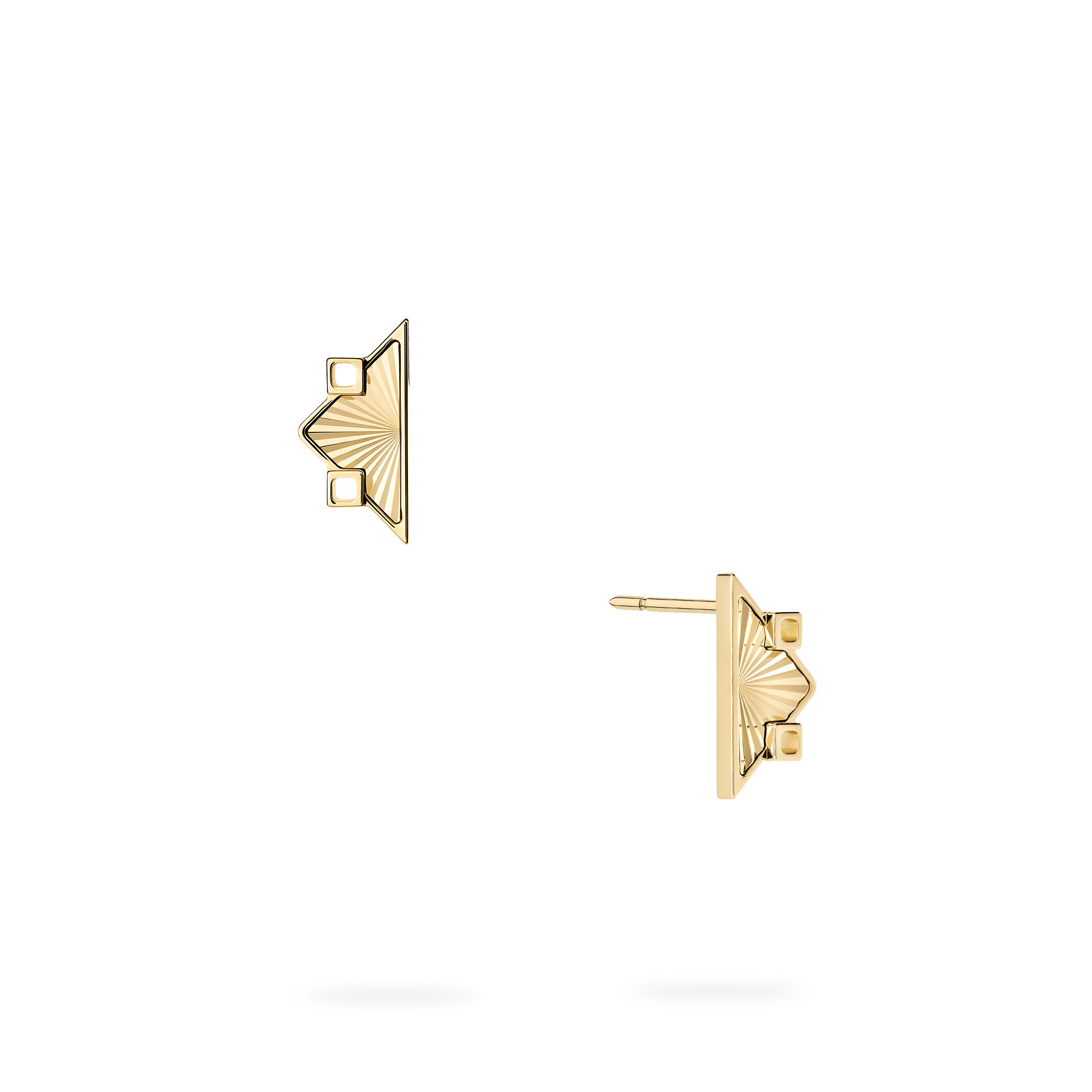 Guilloché Symmetric Yellow Gold Earrings