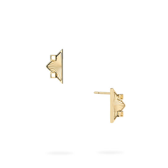 Birks Muse boucles d'oreilles sym&eacute;triques en or jaune guilloch&eacute; image number 0