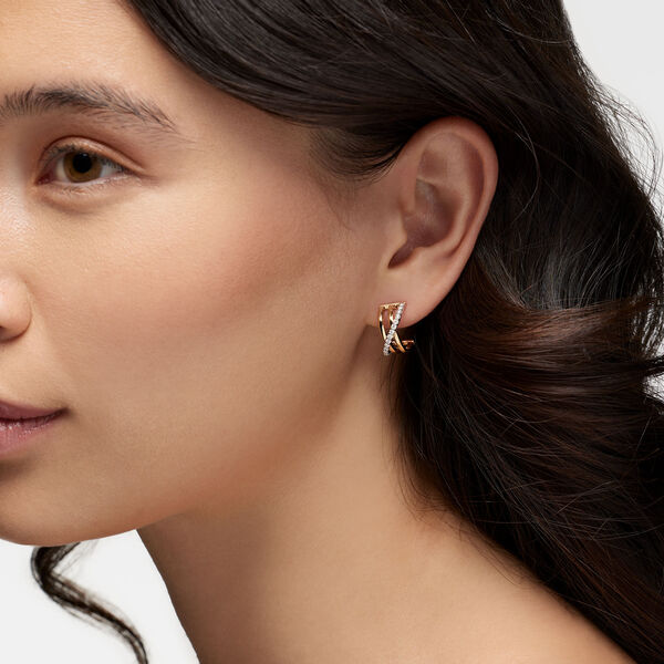 Boucles d'oreilles en or à trois rangs