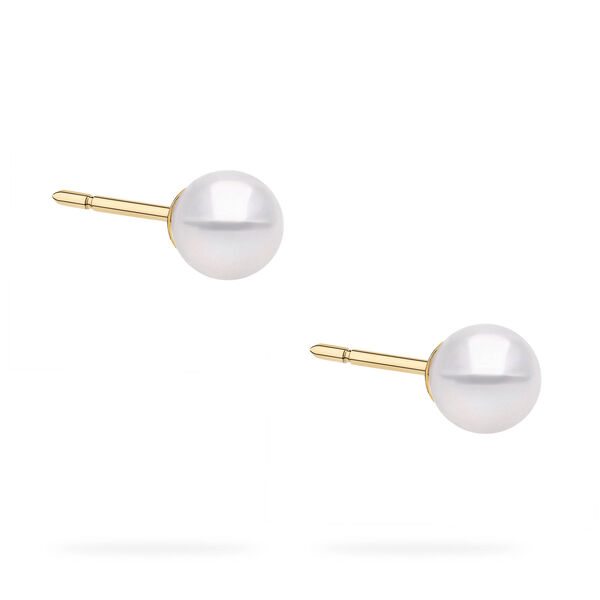 Boucles d'oreilles en perles Akoya de 8 &agrave; 8,5 mm en or jaune