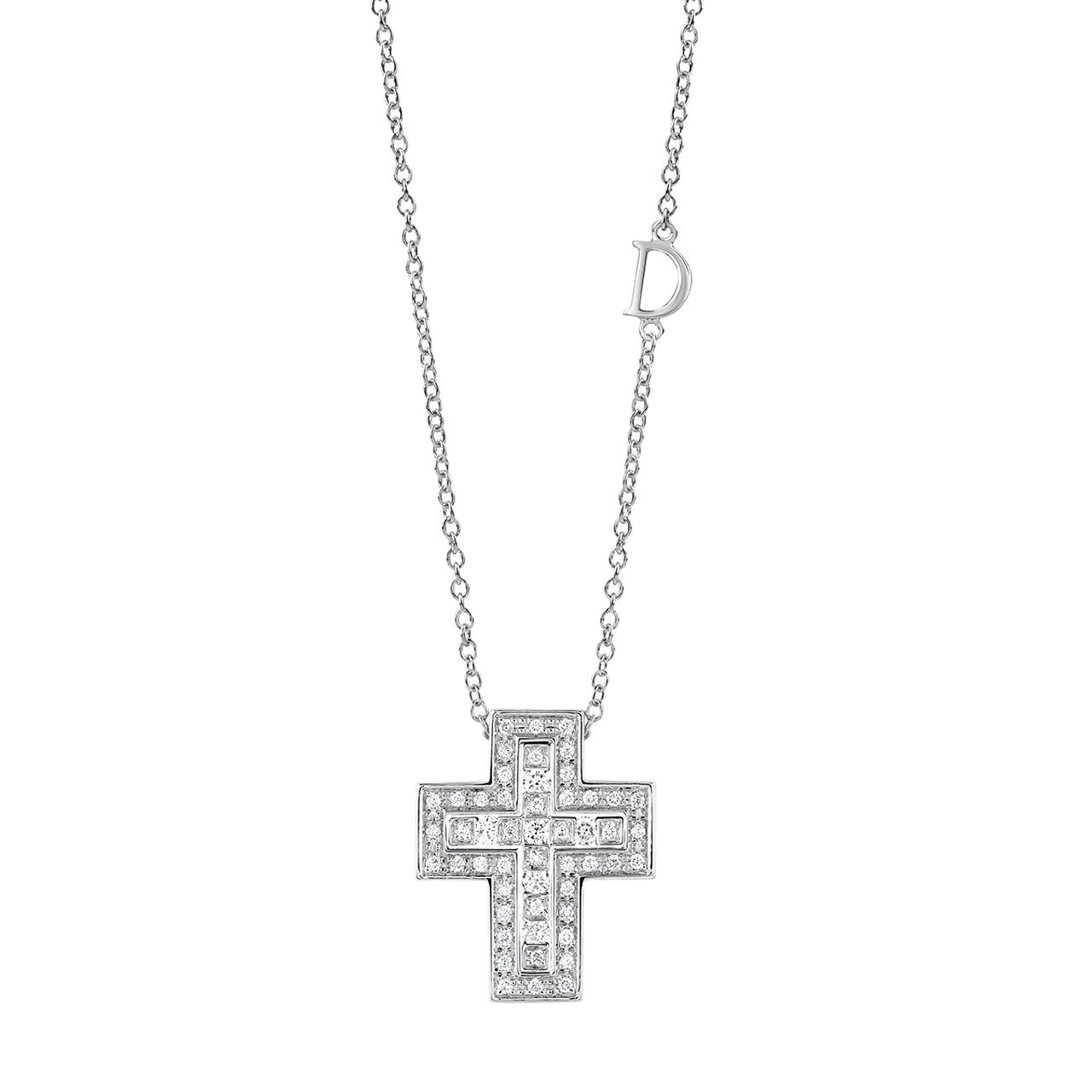Damiani Belle Époque White Gold and Diamond Pavé Cross Pendant 20083490 Front image number 0