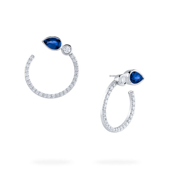 Boucles d'oreilles type disque en saphir et diamants