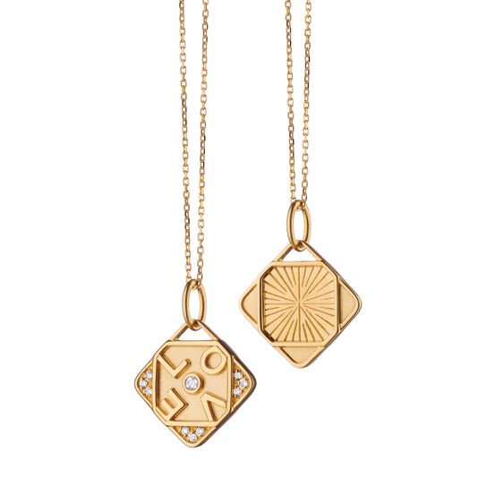 Monica Rich Kosann Modern Charm Necklaces Mini Love Yellow Gold Pendant Back image number 1