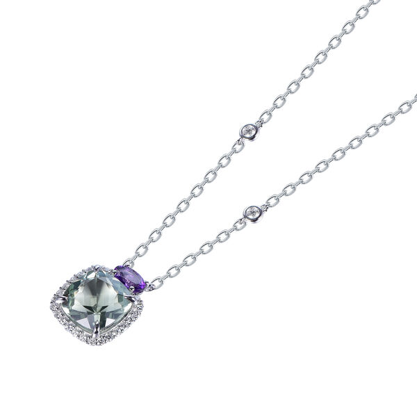 Pendentif Améthyste Verte et Violette en Or Blanc
