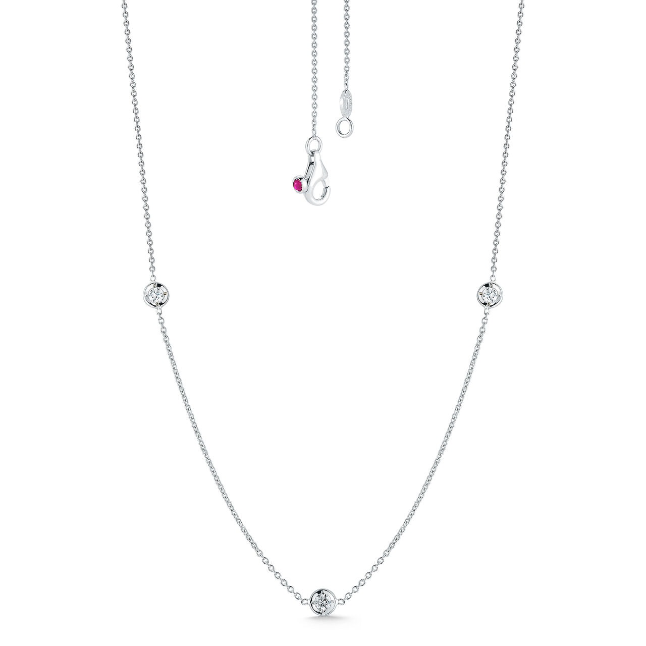 maison birks roberto coin diamonds by the inch white gold 3 row station diamond necklace image number 0