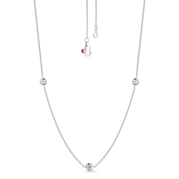 Diamonds by the Inch White Gold 3-Row Station Diamond Necklace