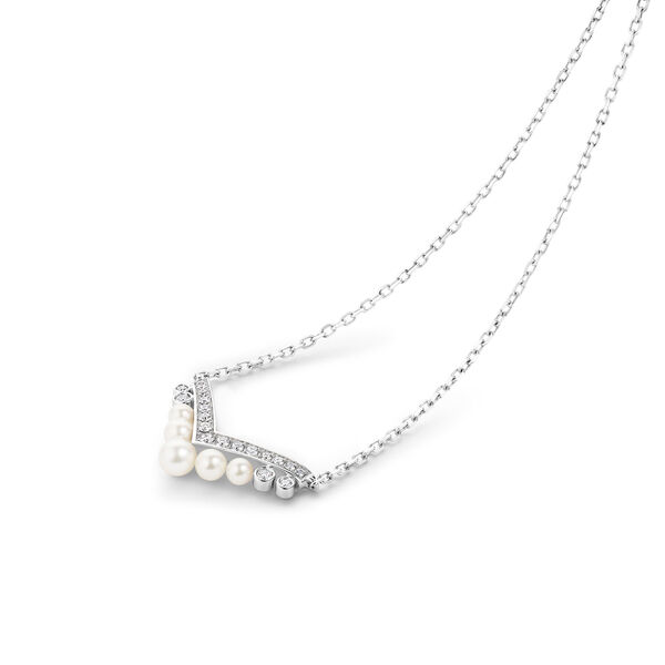 Pendentif Josephine Aigrette en or blanc avec perles et pavé de diamants
