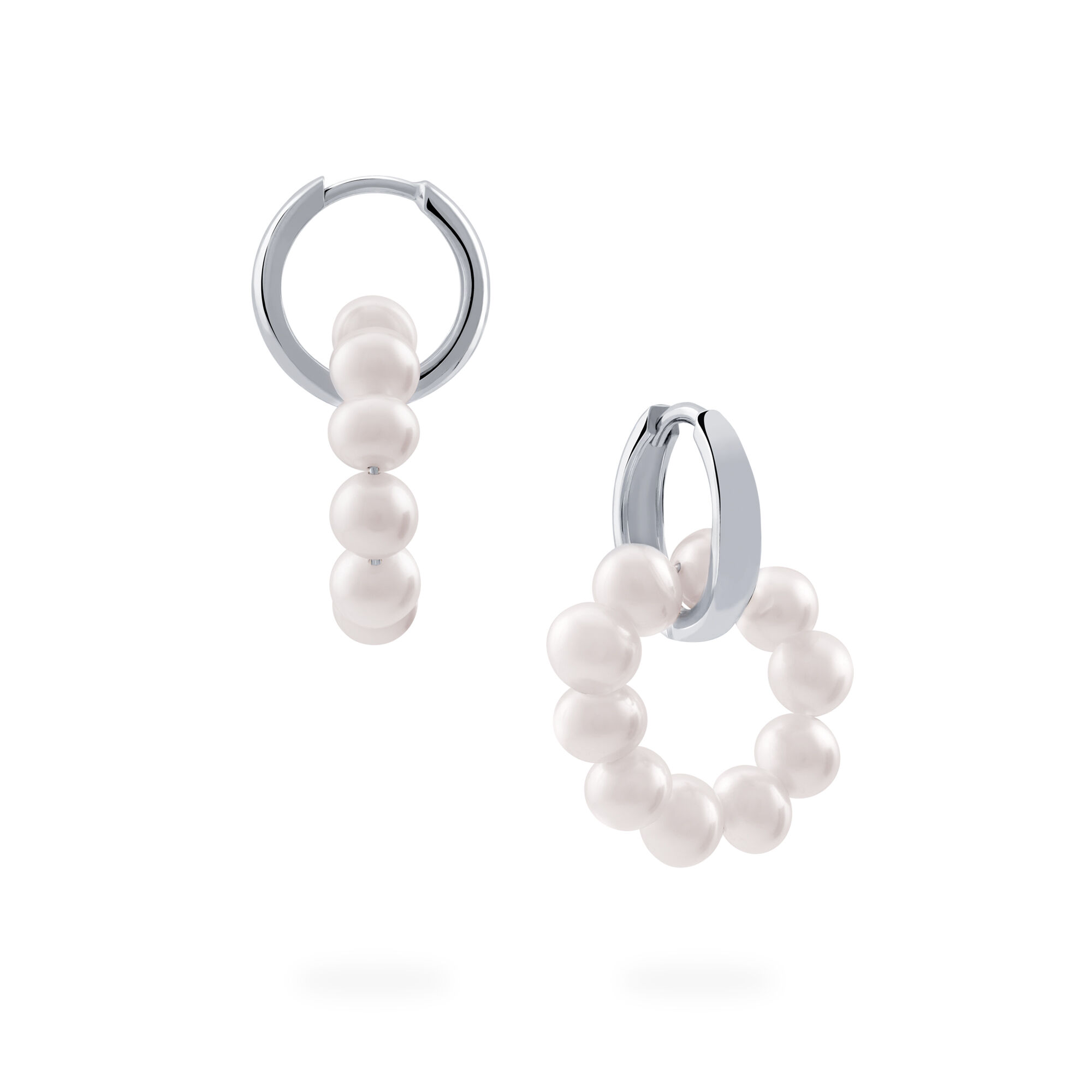 Pearl hoop earrings silver hotsell