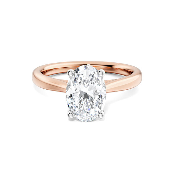 Bague de fian&ccedil;ailles solitaire avec diamant taille ovale en or rose