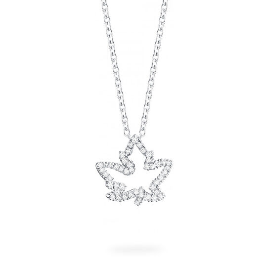 Birks Essentials Maple Leaf Diamond Pendant, White Gold image number 0