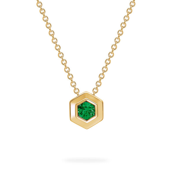 Collier &agrave; pendentif pierre de naissance en or jaune, &eacute;meraude
