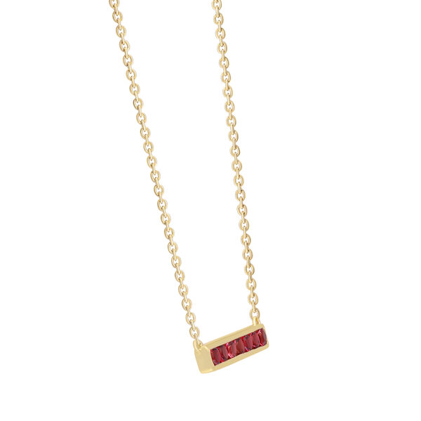 Collier bar horizontale avec tourmaline rose en or jaune